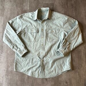 LL Bean Double Pocket Button Up Shirt Mens XL Light Green